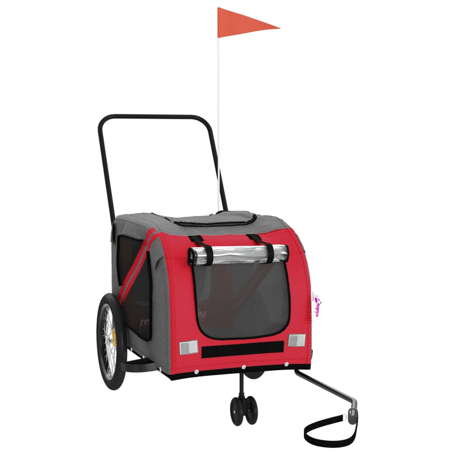 Hondenfietstrailer Oxford Stof En Ijzer En Grijs 134 x 68 x 72 cm Rood