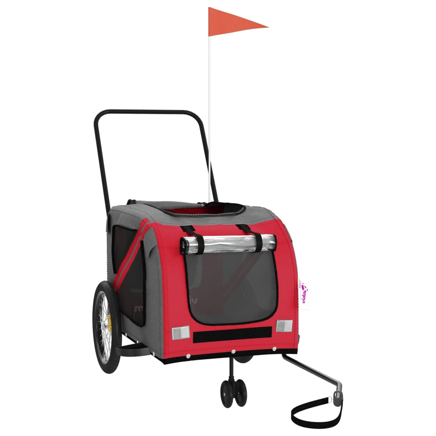 Hondenfietstrailer Oxford Stof En Ijzer En Grijs 134 x 68 x 72 cm Rood