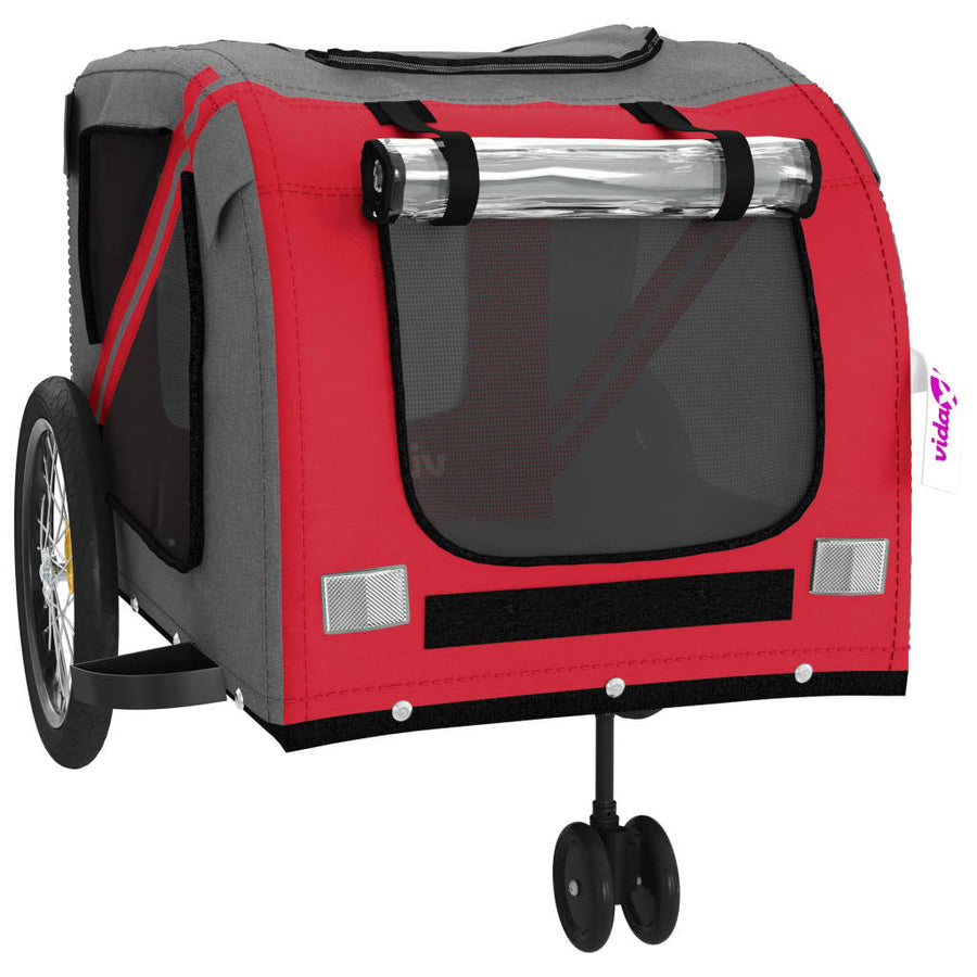 Hondenfietstrailer Oxford Stof En Ijzer En Grijs 134 x 68 x 72 cm Rood