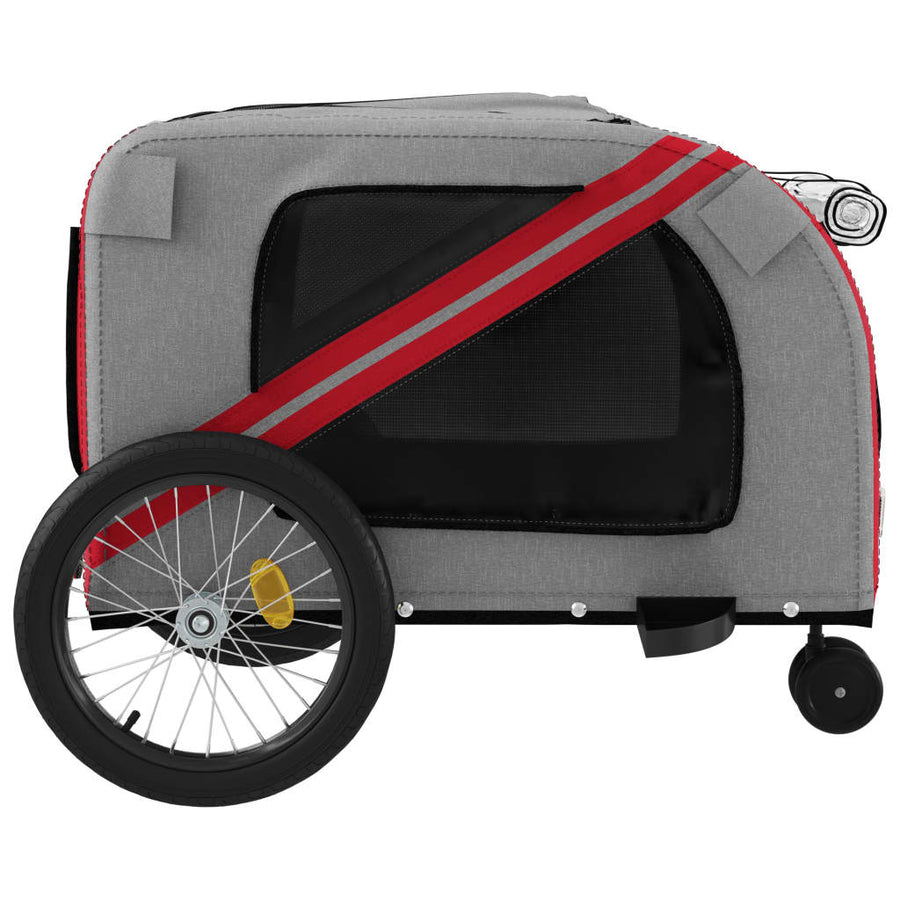 Hondenfietstrailer Oxford Stof En Ijzer En Grijs 134 x 68 x 72 cm Rood