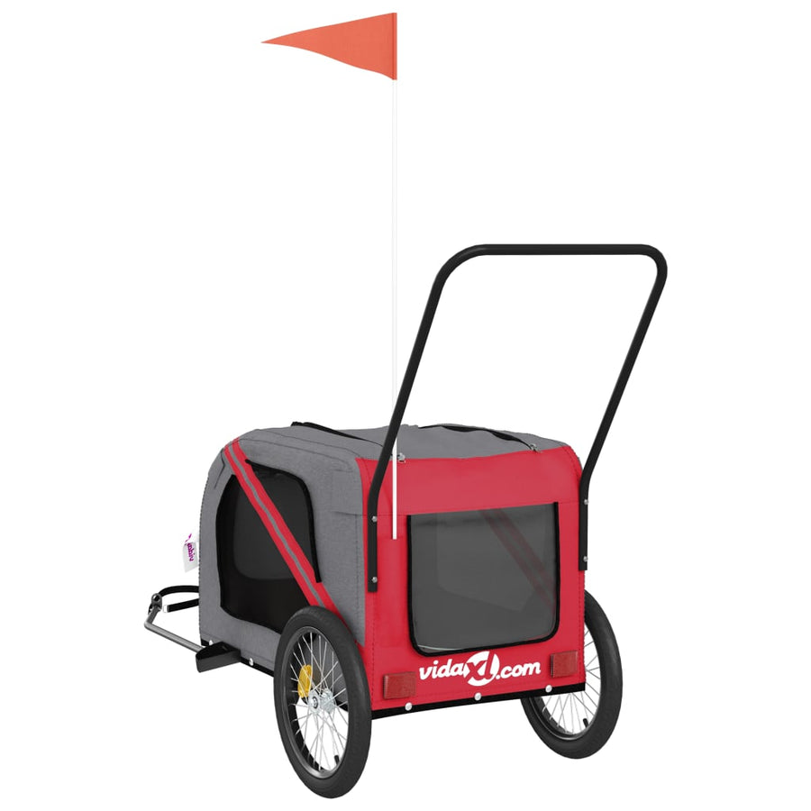Hondenfietstrailer Oxford Stof En Ijzer En Grijs 134 x 68 x 72 cm Rood