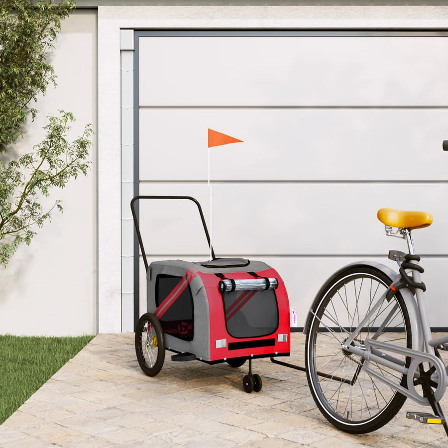 Hondenfietstrailer Oxford Stof En Ijzer En Grijs 134 x 68 x 72 cm Rood