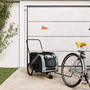 Hondenfietstrailer 134x68x72 cm grijs zwart