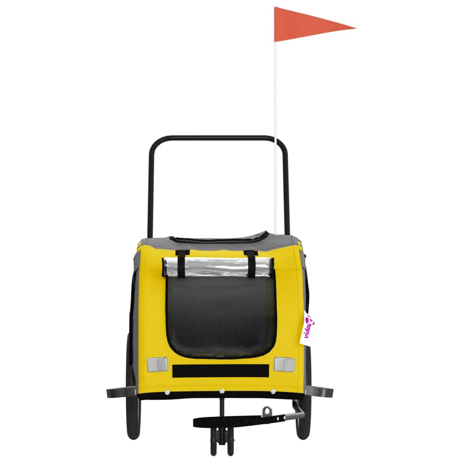 Hondenfietstrailer Oxford Stof En Ijzer En Grijs 134 x 68 x 72 cm Geel
