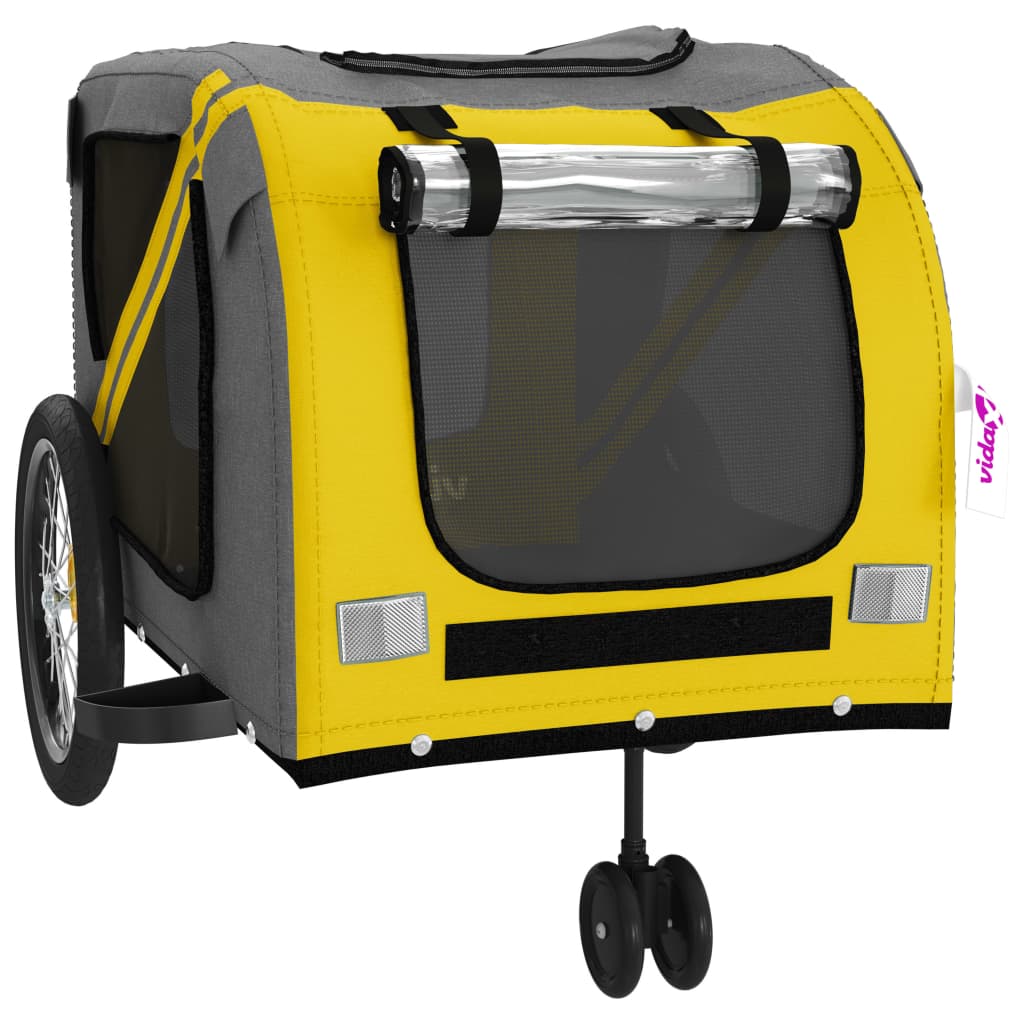 Hondenfietstrailer Oxford Stof En Ijzer En Grijs 134 x 68 x 72 cm Geel