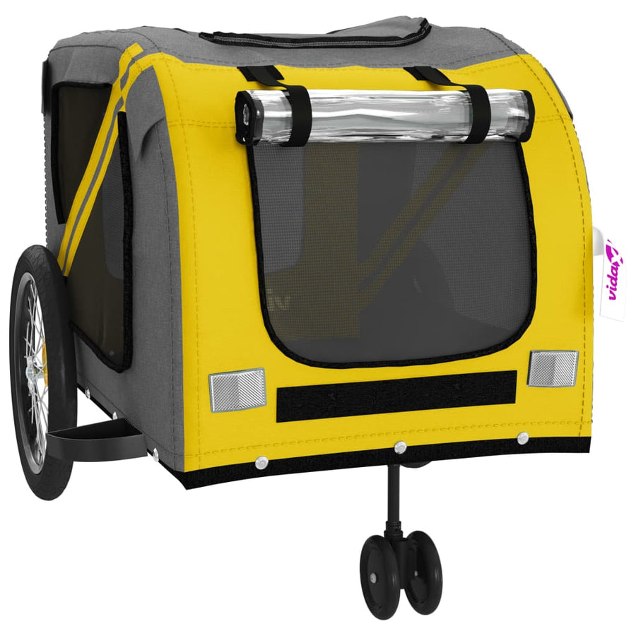Hondenfietstrailer Oxford Stof En Ijzer En Grijs 134 x 68 x 72 cm Geel