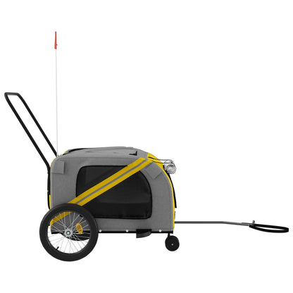 Hondenfietstrailer Oxford Stof En Ijzer En Grijs 134 x 68 x 72 cm Geel