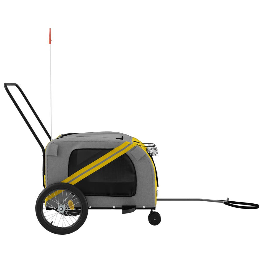Hondenfietstrailer Oxford Stof En Ijzer En Grijs 134 x 68 x 72 cm Geel