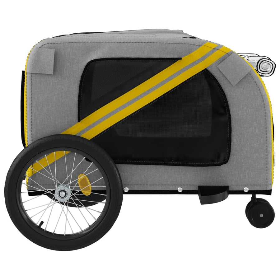 Hondenfietstrailer Oxford Stof En Ijzer En Grijs 134 x 68 x 72 cm Geel
