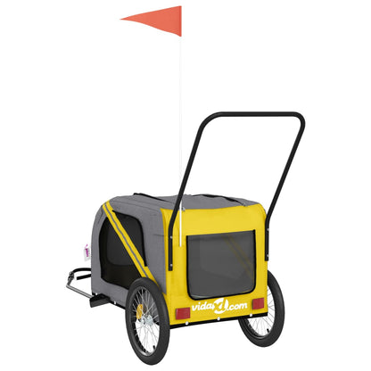 Hondenfietstrailer Oxford Stof En Ijzer En Grijs 134 x 68 x 72 cm Geel