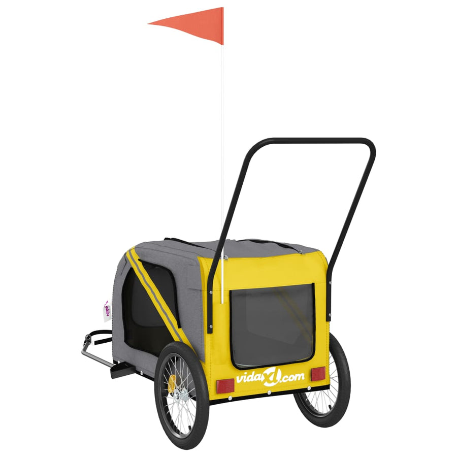 Hondenfietstrailer Oxford Stof En Ijzer En Grijs 134 x 68 x 72 cm Geel