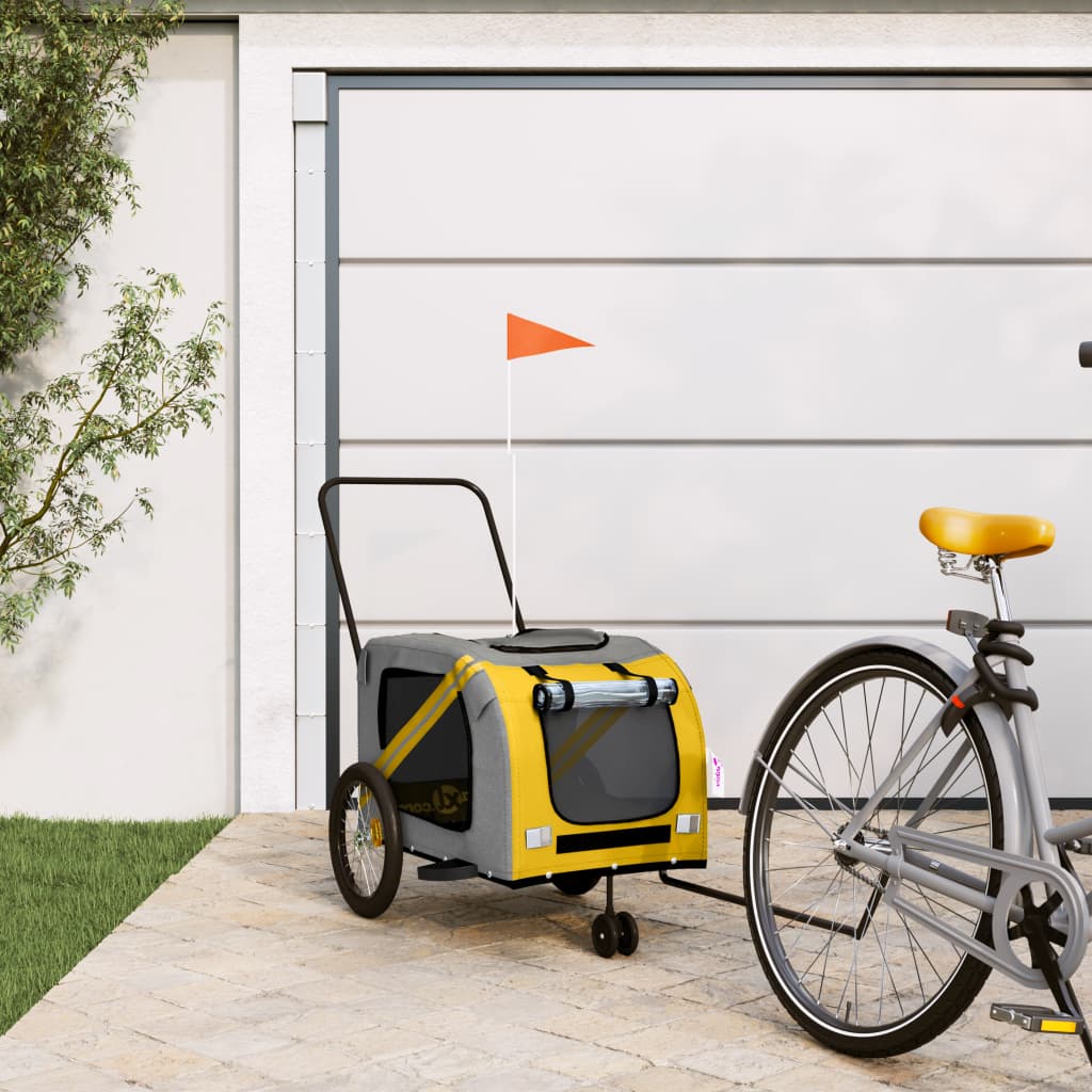 Hondenfietstrailer Oxford Stof En Ijzer En Grijs 134 x 68 x 72 cm Geel