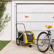 Hondenfietstrailer 134x68x72 cm geel grijs