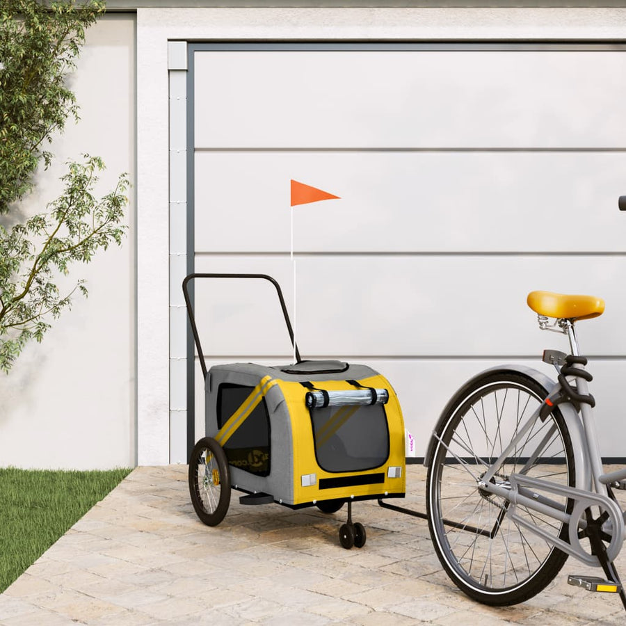 Hondenfietstrailer Oxford Stof En Ijzer En Grijs 134 x 68 x 72 cm Geel