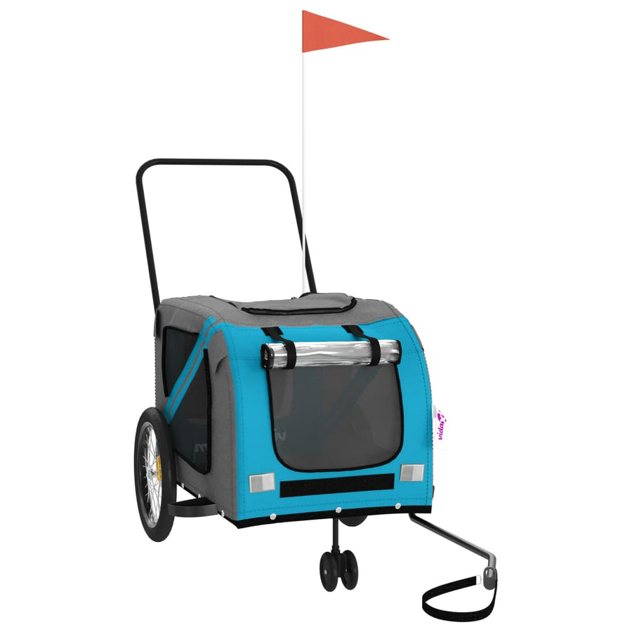 Hondenfietstrailer Oxford Stof En Ijzer En Grijs 134 x 68 x 72 cm Blauw