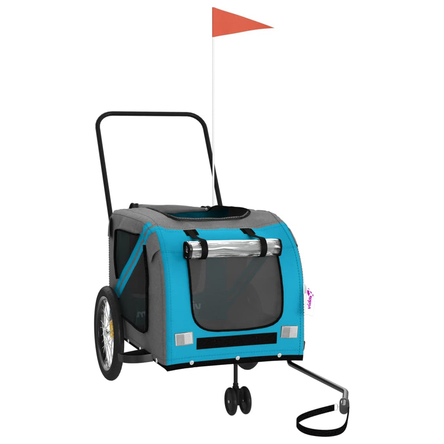 Hondenfietstrailer Oxford Stof En Ijzer En Grijs 134 x 68 x 72 cm Blauw