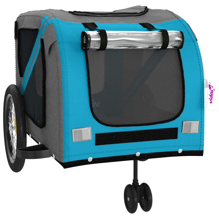 Hondenfietstrailer Oxford Stof En Ijzer En Grijs 134 x 68 x 72 cm Blauw