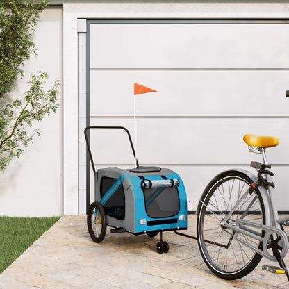 Hondenfietstrailer Oxford Stof En Ijzer En Grijs 134 x 68 x 72 cm Blauw