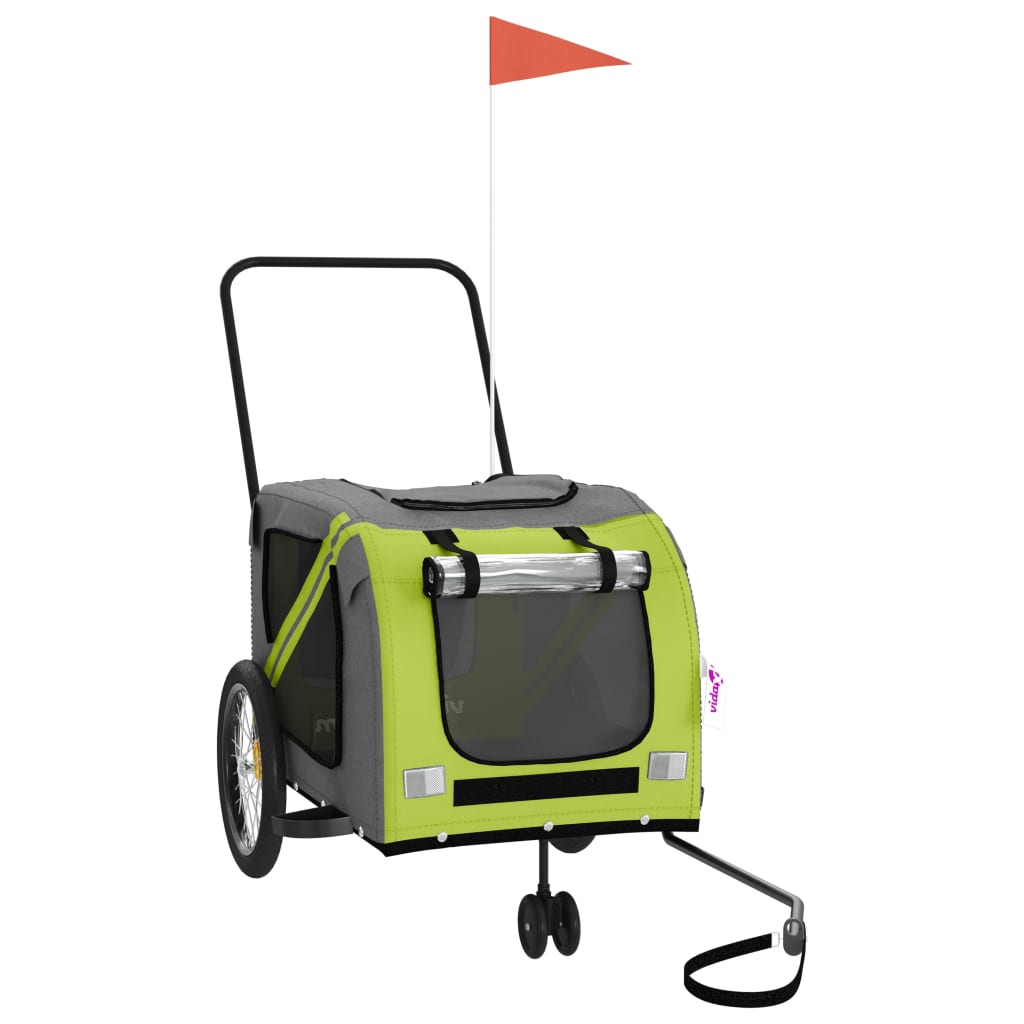 Hondenfietstrailer Oxford Stof En Ijzer En Grijs 134 x 68 x 72 cm Groen