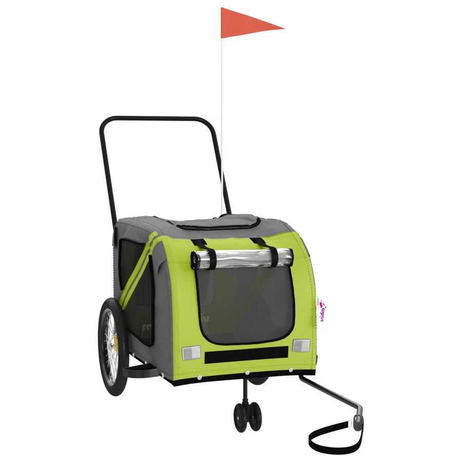 Hondenfietstrailer Oxford Stof En Ijzer En Grijs 134 x 68 x 72 cm Groen