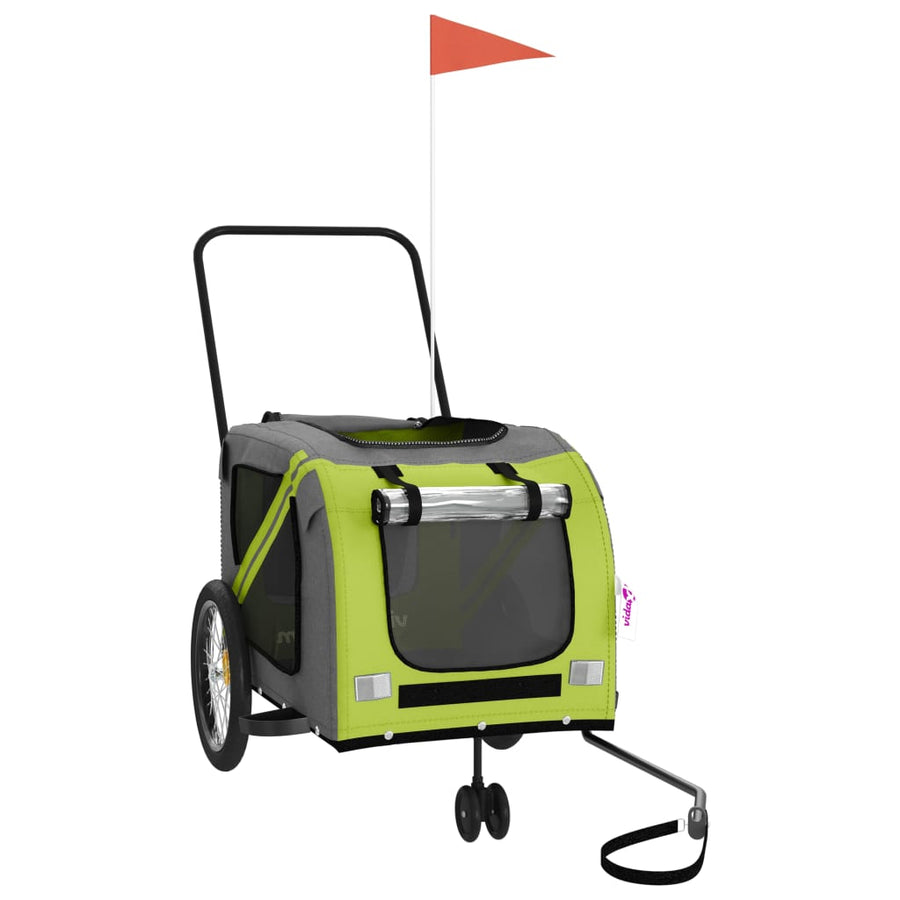 Hondenfietstrailer Oxford Stof En Ijzer En Grijs 134 x 68 x 72 cm Groen