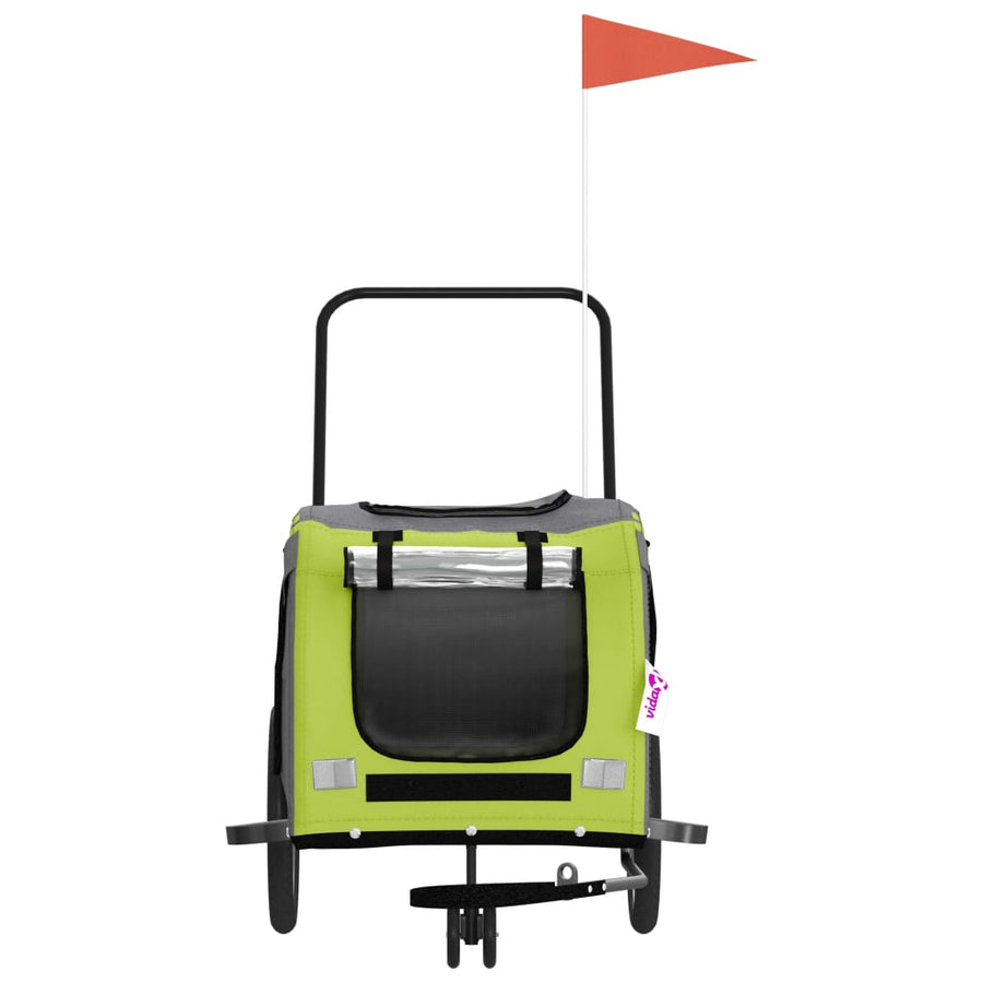 Hondenfietstrailer Oxford Stof En Ijzer En Grijs 134 x 68 x 72 cm Groen