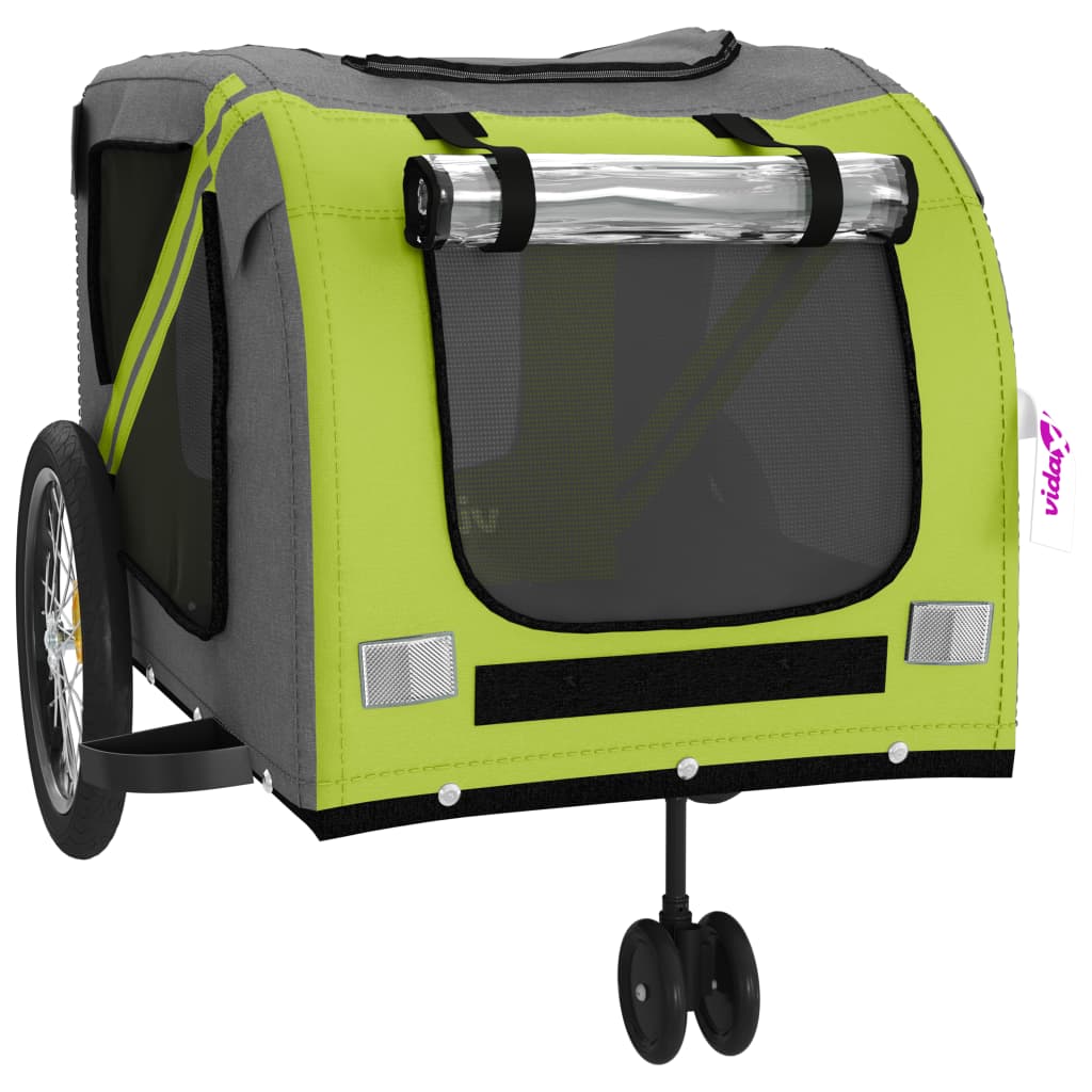 Hondenfietstrailer Oxford Stof En Ijzer En Grijs 134 x 68 x 72 cm Groen