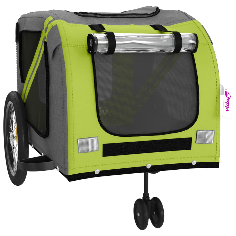 Hondenfietstrailer Oxford Stof En Ijzer En Grijs 134 x 68 x 72 cm Groen