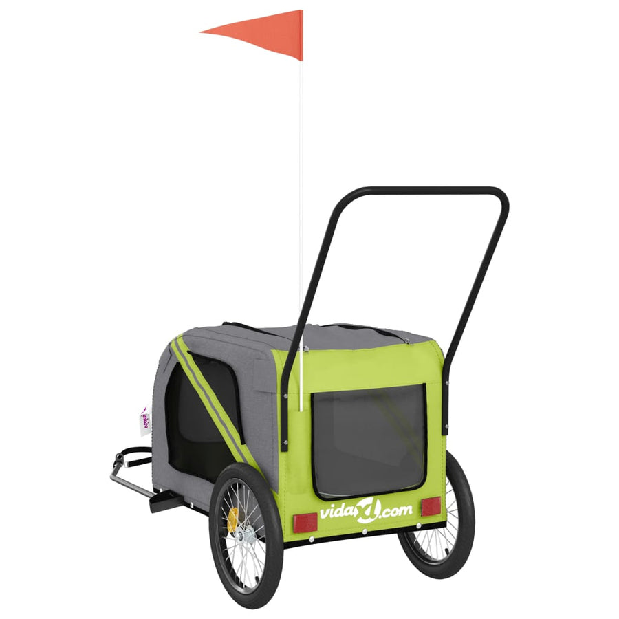 Hondenfietstrailer Oxford Stof En Ijzer En Grijs 134 x 68 x 72 cm Groen