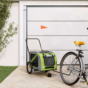 Hondenfietstrailer 134x68x72 cm groen grijs