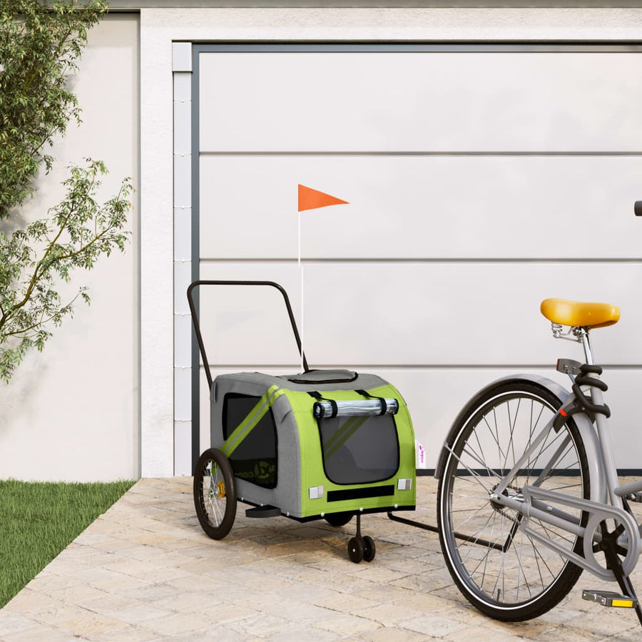 Hondenfietstrailer Oxford Stof En Ijzer En Grijs 134 x 68 x 72 cm Groen
