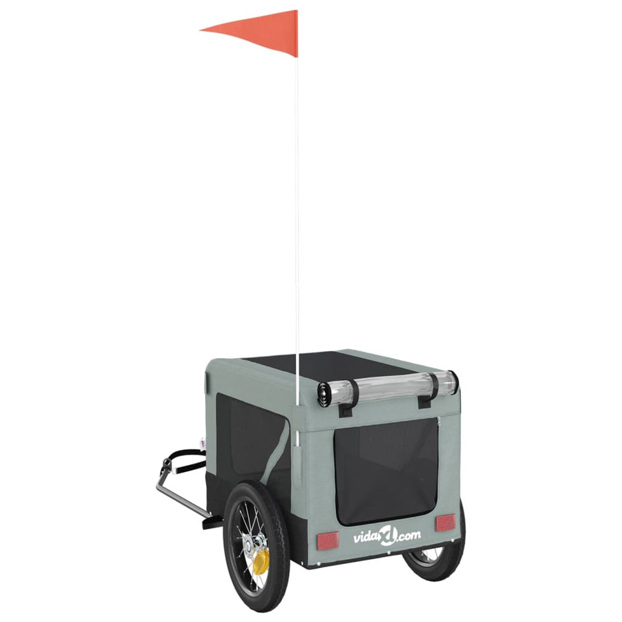 Hondenfietskar Oxfordstof En Ijzer Grijs En Zwart 54.5 x 120 x 53 cm