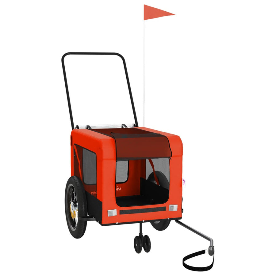 Hondenfietstrailer oxford stof en ijzer oranje en zwart 120 x 54.5 x 53 cm orange