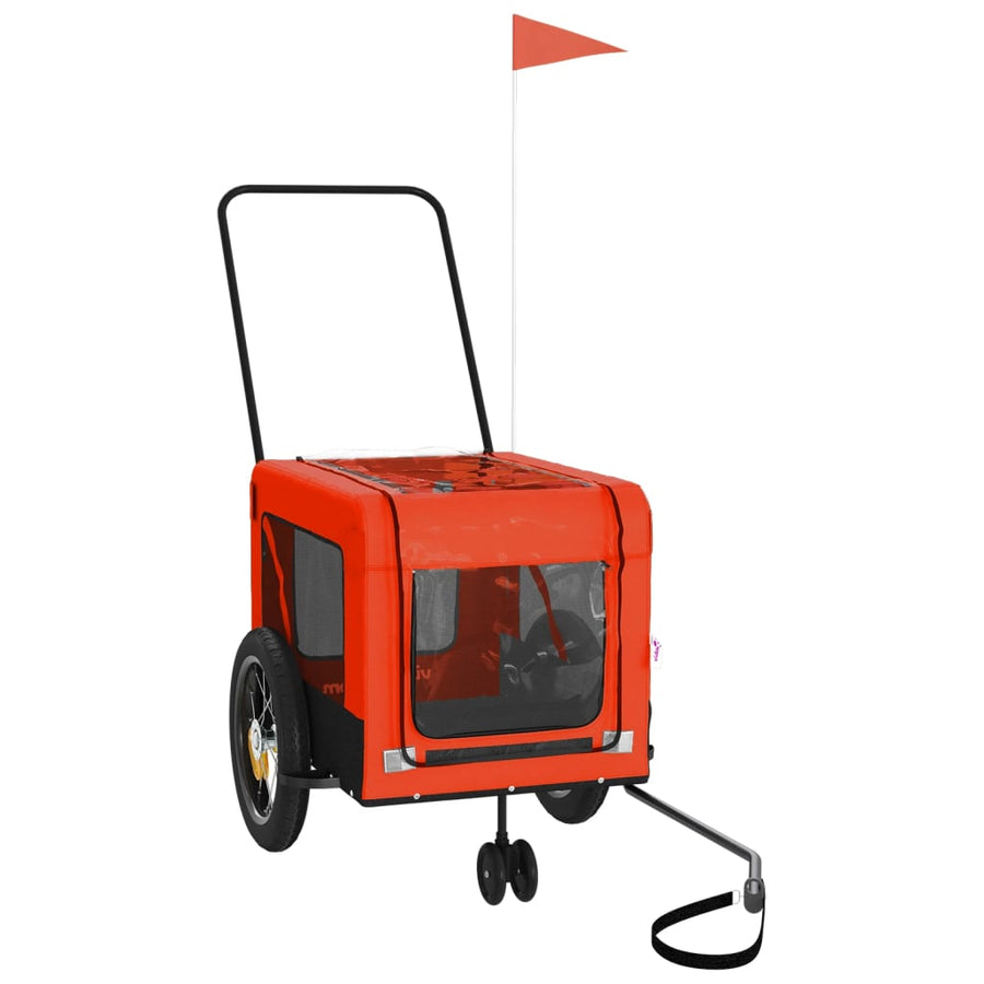 Hondenfietstrailer oxford stof en ijzer oranje en zwart 120 x 54.5 x 53 cm orange