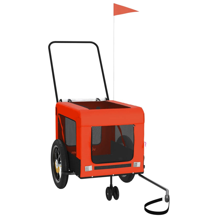 Hondenfietstrailer oxford stof en ijzer oranje en zwart 120 x 54.5 x 53 cm orange