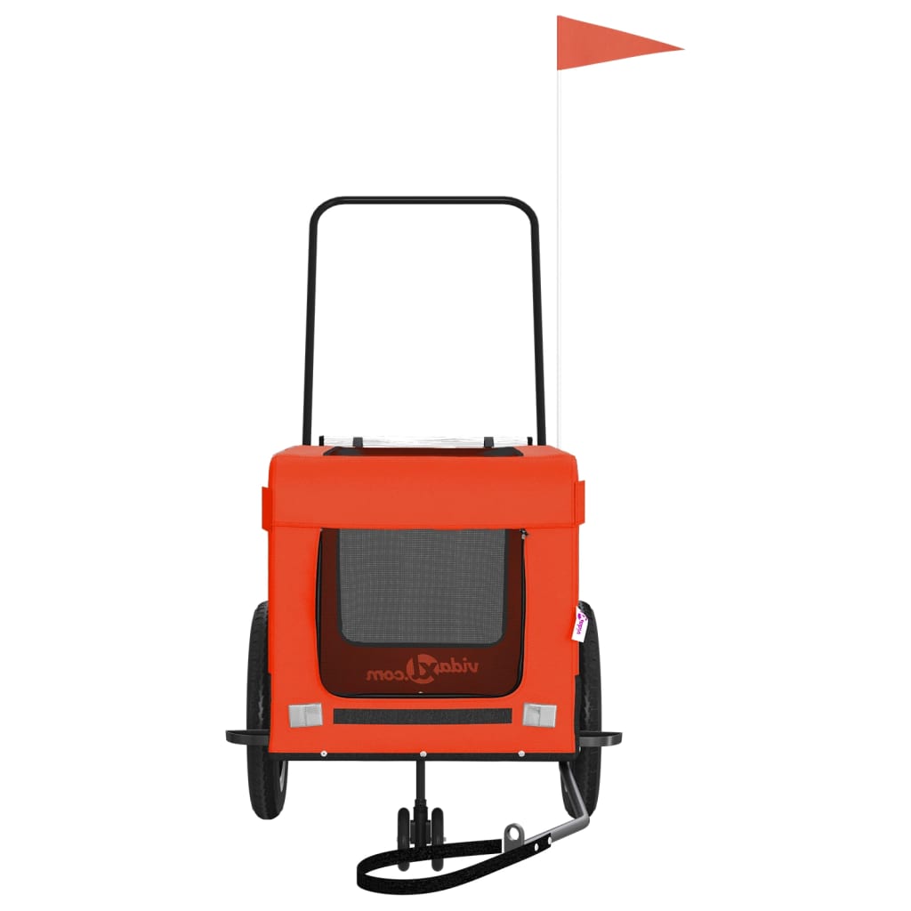 Hondenfietstrailer oxford stof en ijzer oranje en zwart 120 x 54.5 x 53 cm orange