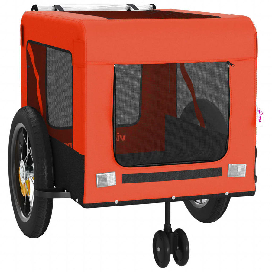 Hondenfietstrailer oxford stof en ijzer oranje en zwart 120 x 54.5 x 53 cm orange