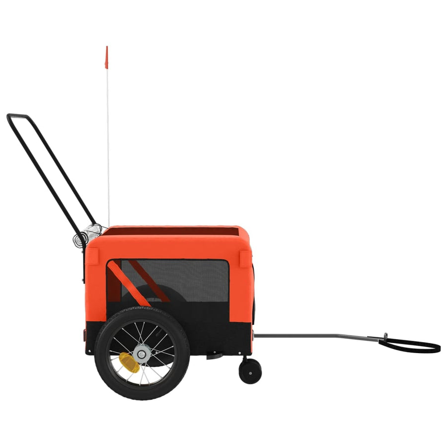 Hondenfietstrailer oxford stof en ijzer oranje en zwart 120 x 54.5 x 53 cm orange