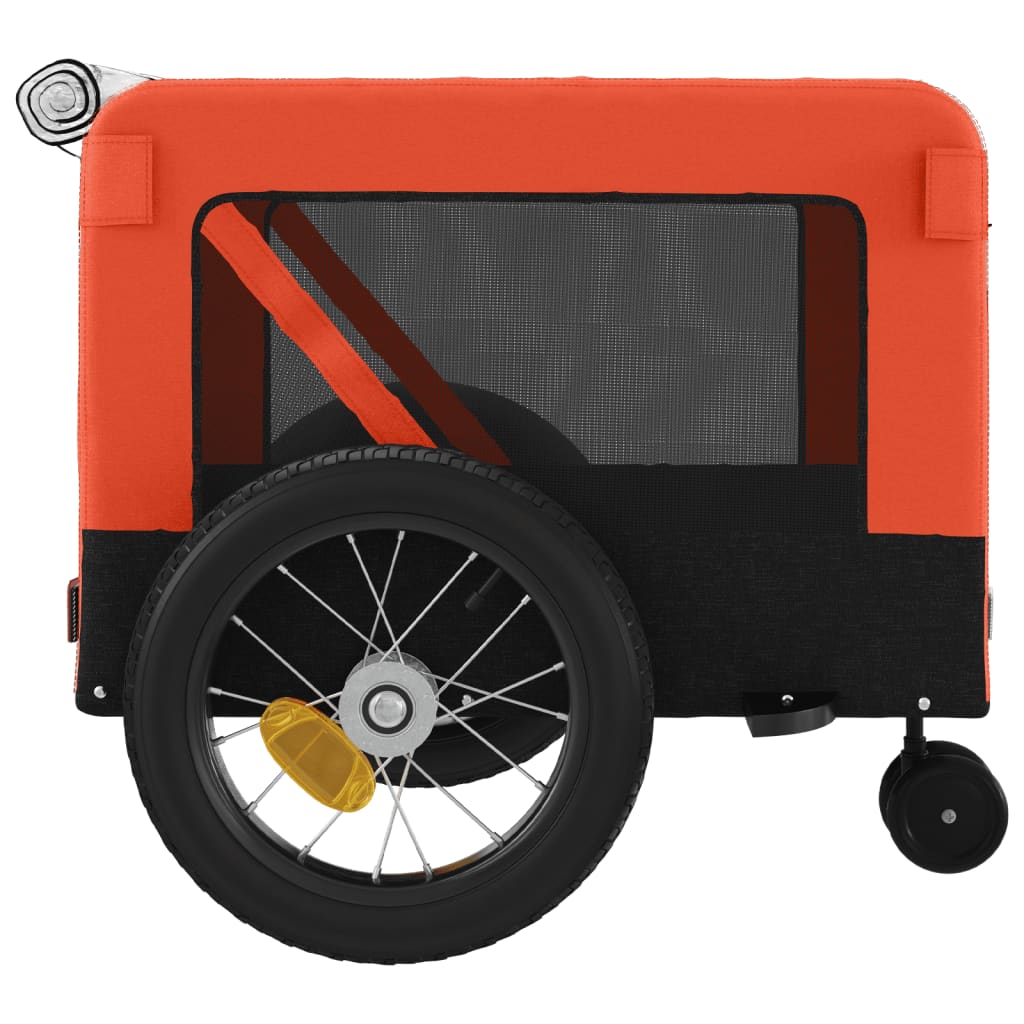 Hondenfietstrailer oxford stof en ijzer oranje en zwart 120 x 54.5 x 53 cm orange