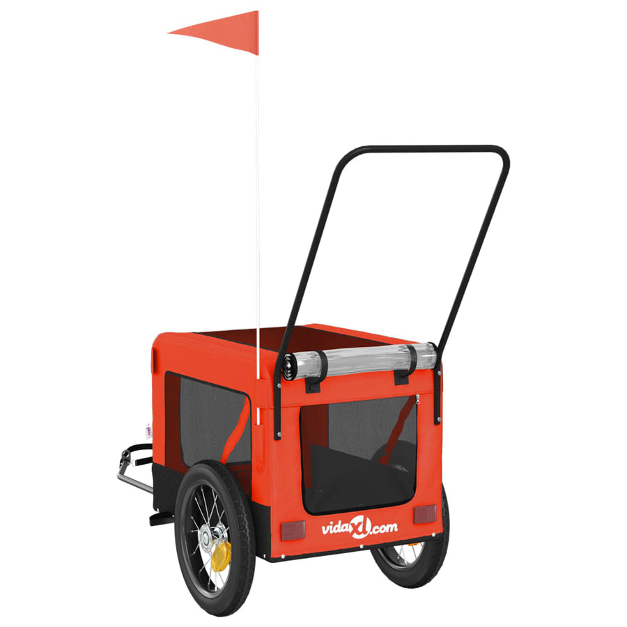 Hondenfietstrailer oxford stof en ijzer oranje en zwart 120 x 54.5 x 53 cm orange
