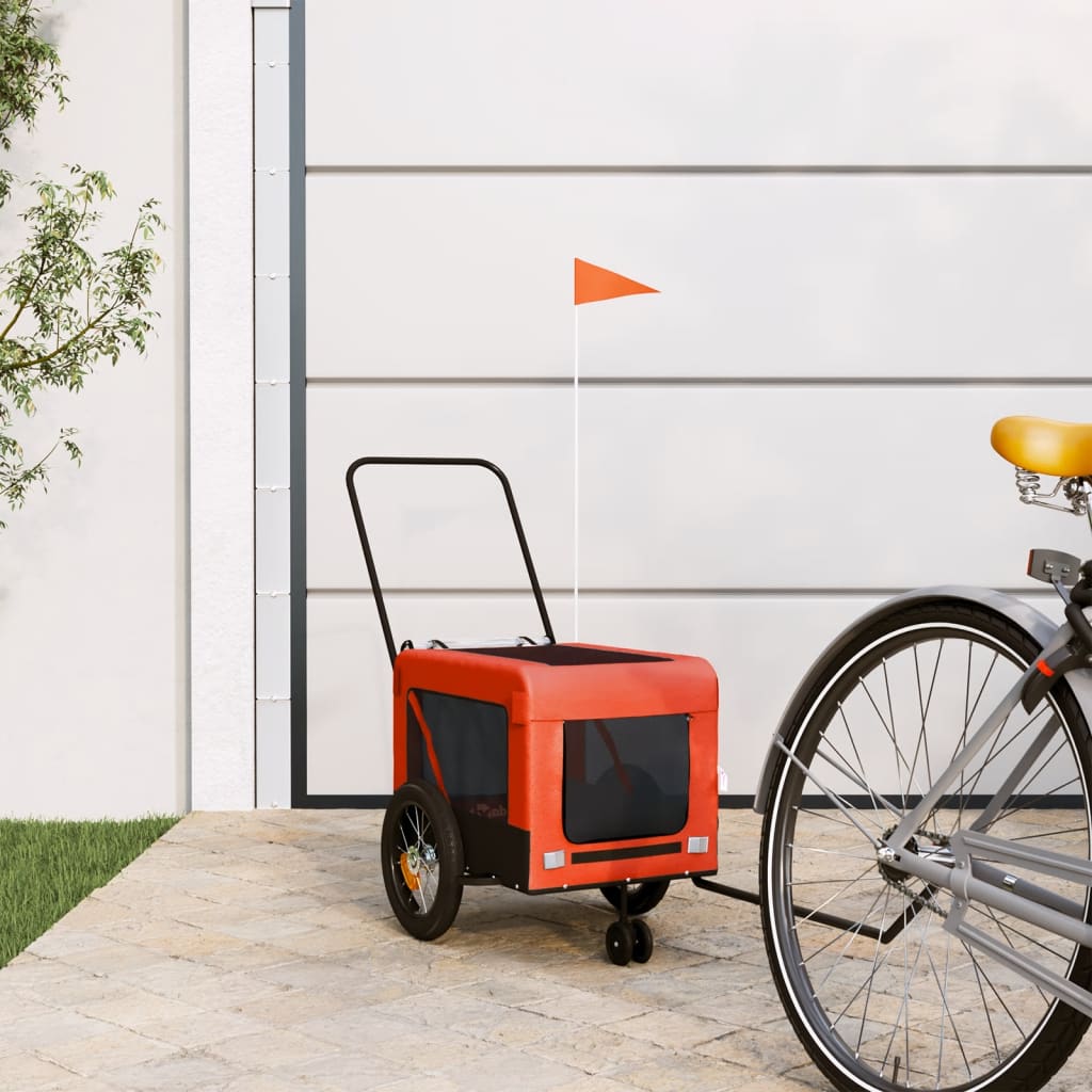 Hondenfietstrailer oxford stof en ijzer oranje en zwart 120 x 54.5 x 53 cm orange