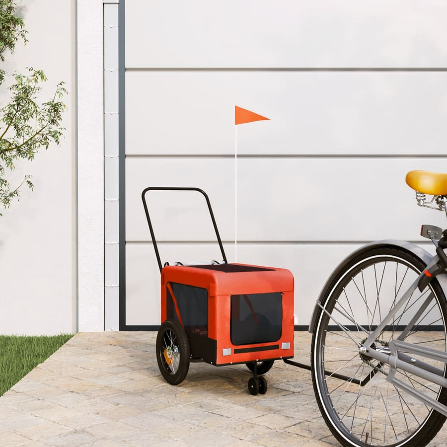 Hondenfietstrailer oxford stof en ijzer oranje en zwart 120 x 54.5 x 53 cm orange