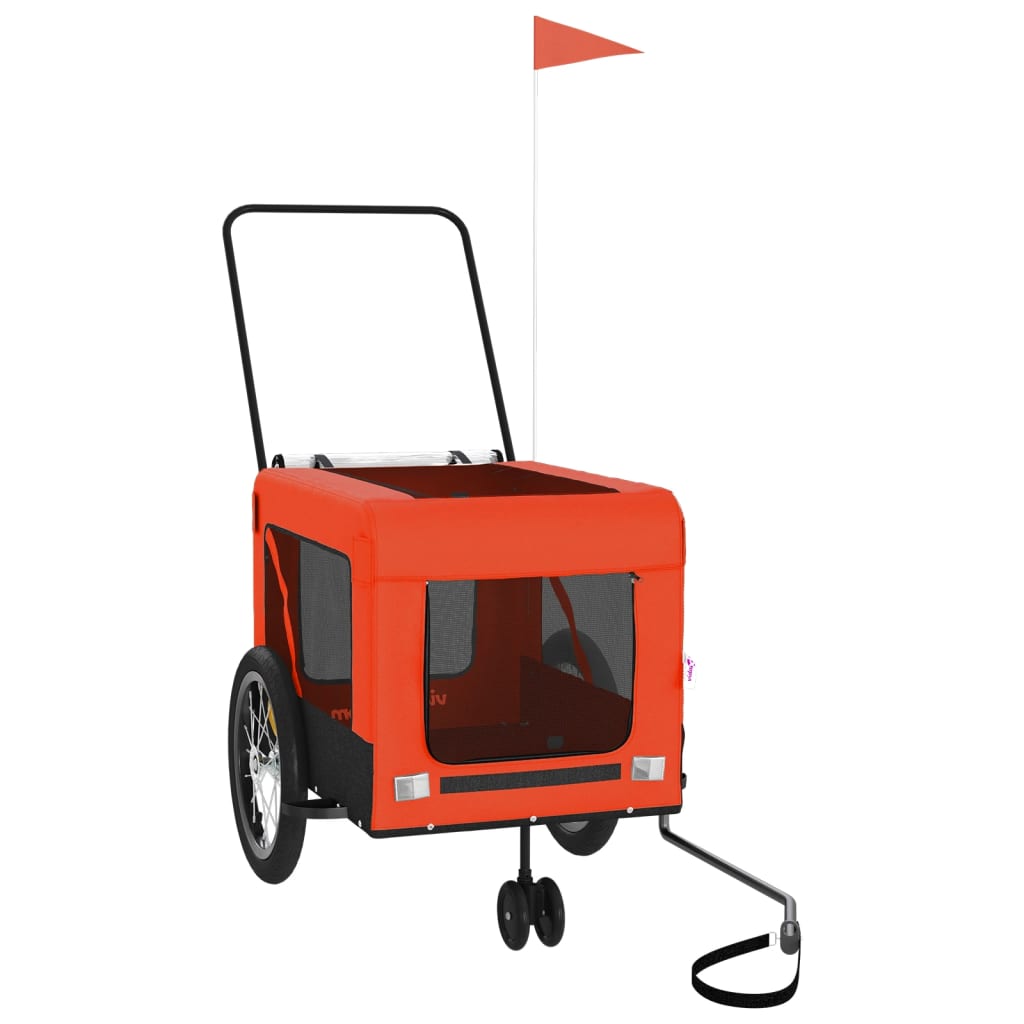 Hondenfietstrailer oxford stof en ijzer oranje en zwart