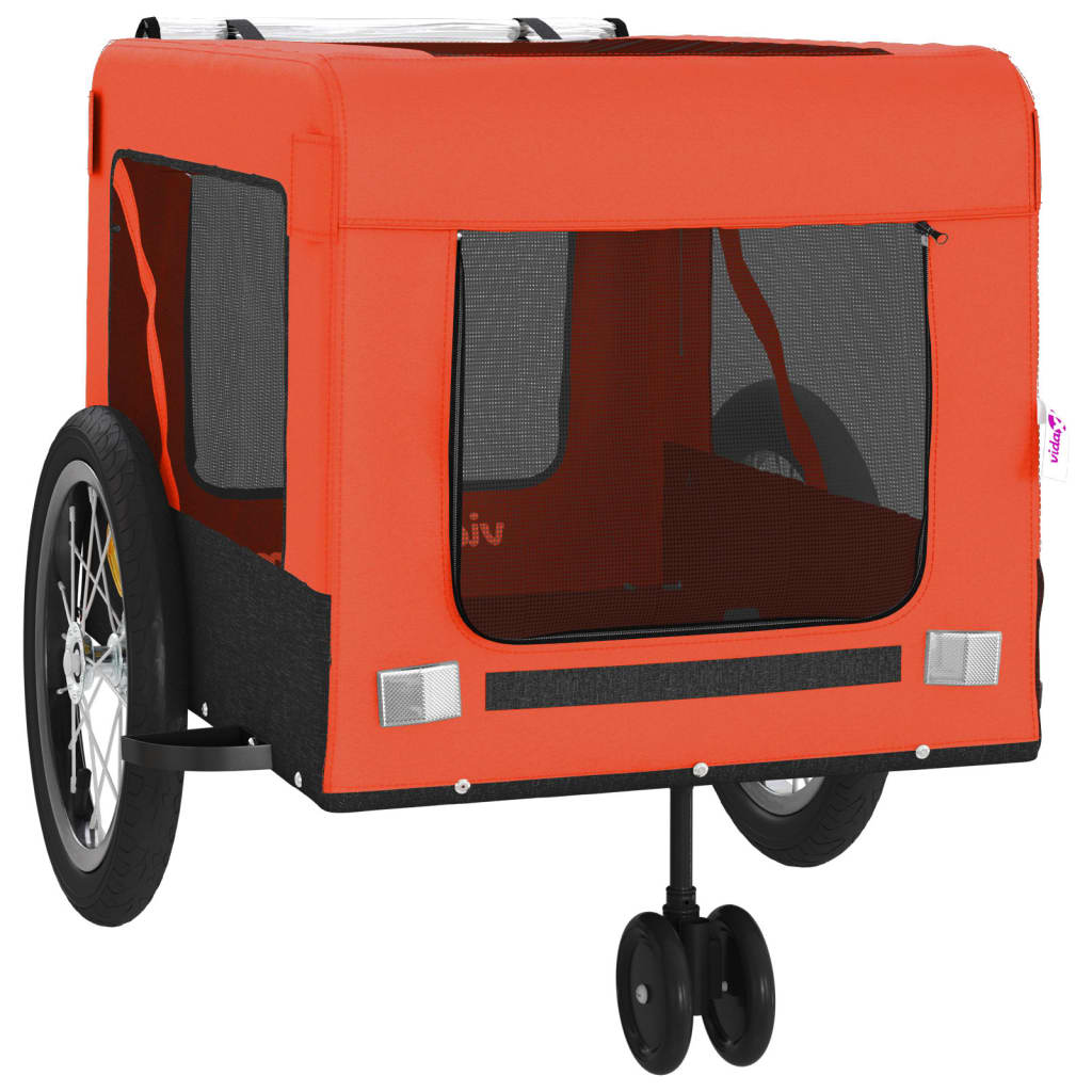 Hondenfietstrailer oxford stof en ijzer oranje en zwart