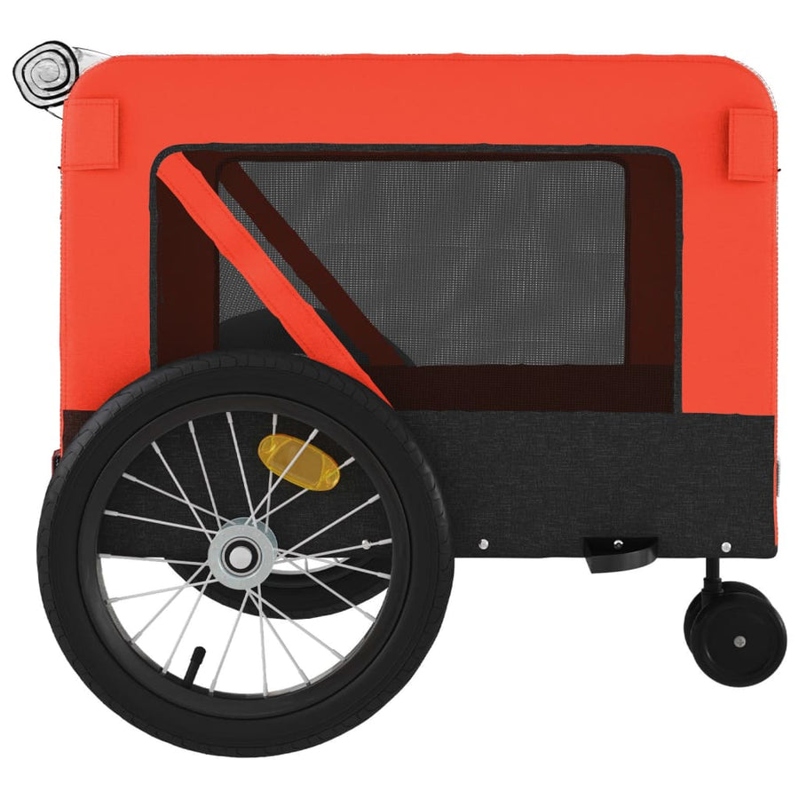 Hondenfietstrailer oxford stof en ijzer oranje en zwart