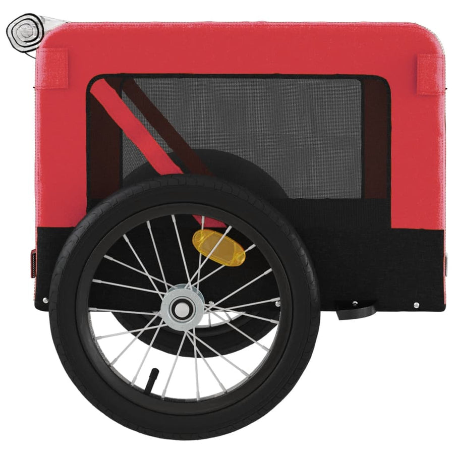 Hondenfietstrailer oxford stof en ijzer rood en zwart