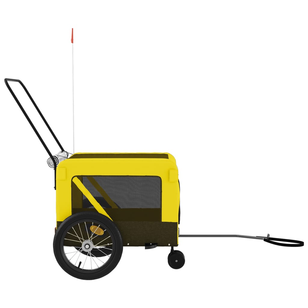 Hondenfietstrailer oxford stof en ijzer geel en zwart