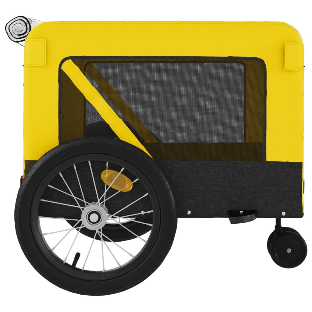 Hondenfietstrailer oxford stof en ijzer geel en zwart