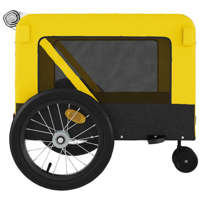 Hondenfietstrailer oxford stof en ijzer geel en zwart