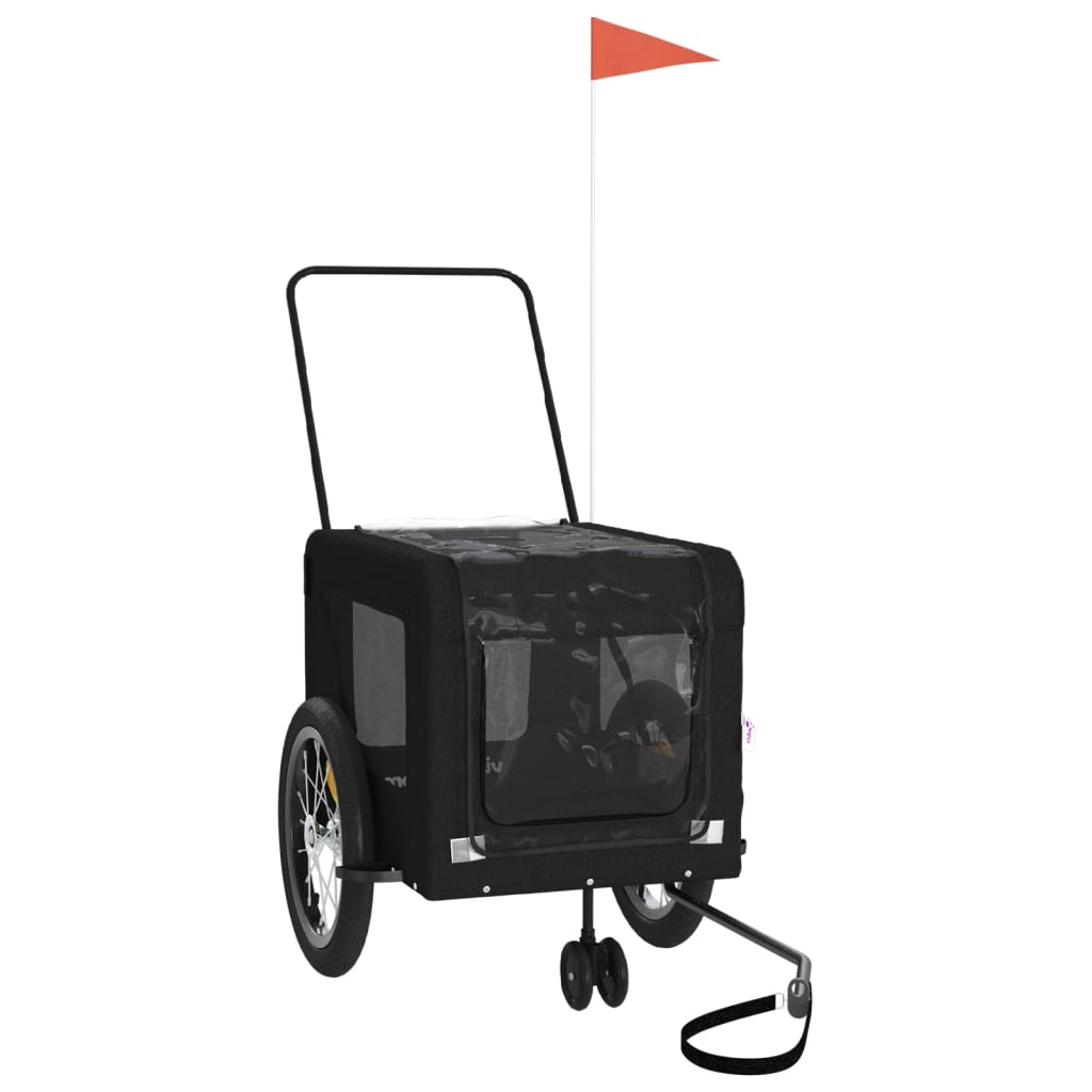 Hondenfietstrailer oxford stof en ijzer zwart